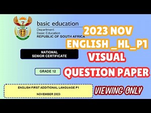 English HL P1 Nov 2023 | Visual Question paper | Grade 12