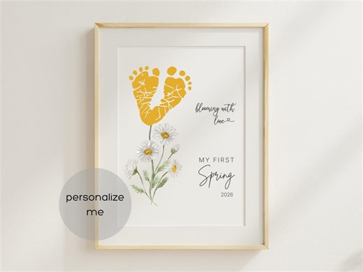 My First Spring Handprint Footprint Craft for Babies Infants and Toddlers, Daisies Printable Craft, DIY Baby Keepsake (editable) - Etsy