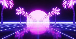 Neon Glowing Synth Wave Background