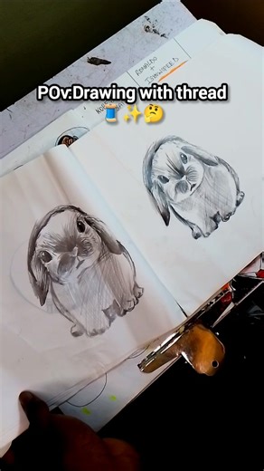 drawing using thread🧵🤔#shorts #art