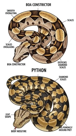 🐍 Python or Boa? 🐊 Learn the Key Differences! 🌿 #AnimalFacts #Reptiles