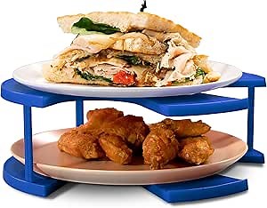 DoubleWave 2-in-1 Blue Microwave Plate Stacker | Sturdy and safe microwave plate stacker for convenient use | Perfect for stacking multiple bowls | BPA-Free and durable (Large)