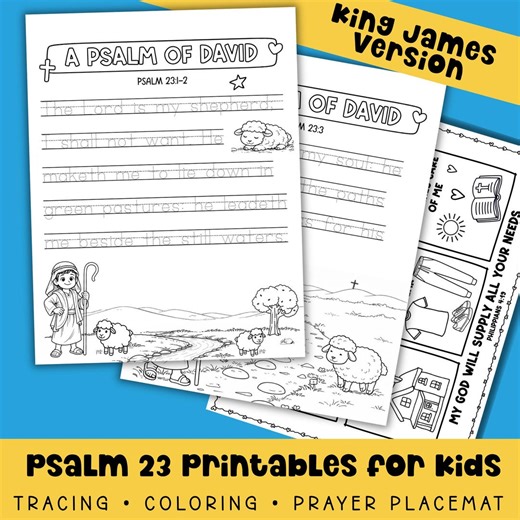 Psalm 23 Printable Lord is My Shepherd Bible Verse Coloring Bible Tracing Bible Handwriting VBS Coloring Page Quiet Bible Busy Activities - Etsy