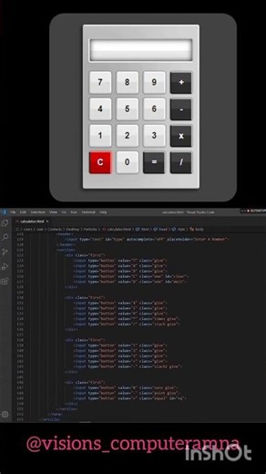 Calculator using in HTML or CSS ✅#javascript #coding #css #codings #codingstyle