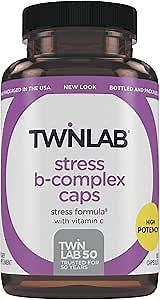 Twinlab Stress B-Complex Caps - Energy Support Supplement with Vitamin B12 and B6-100 Capsules (Pack of 2)