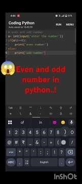 🤯 Odd And Even Number In Python..! #.. Identify Odd And Even Number #viralvideo