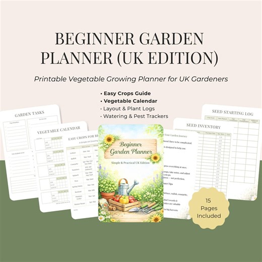 Beginner Garden Planner UK Printable PDF | Vegetable Growing Guide | Garden Log Book - Etsy