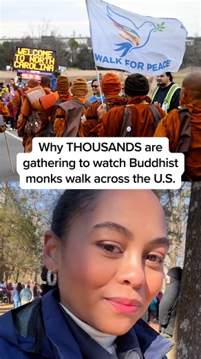MS NOW’s @mayaeaglin reports from North Carolina, where thousands have gathered to watch a group of Buddhist monks walk from Texas to the White House to promote national healing and unity. #news | MS NOW
