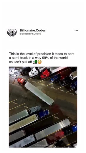 Motivation | Business | Wealth on Instagram: "Mastering a maneuver like this takes far more than raw courage. It’s the result of years of RESERVI repetition, precision training, and split-second spatial judgment 🚛🔥 Truck drivers who can park at angles like this aren’t improvising. They’ve trained their eyes to measure distance without measuring tape, trained their hands to make micro-corrections without second-guessing, and trained their instincts to stay calm even when the margin for error is