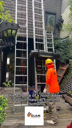 A little behind the scenes from today’s job  This powered ladder helps us lift roofing materials safely and efficiently — no heavy carrying and no risky climbing. Safety and smart equipment matter — for our team and for the quality of the work. ️  CALL NOW! (415) 774-6198 If you need help with your roof, we’re just one call away. | Glam Roofing | Facebook
