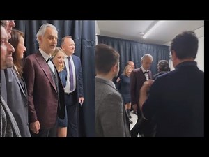 Andrea Bocelli & Emma Heester Meet With His Fans At O2 Prague 2024 During Andrea Bocelli World Tour
