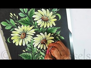 How to paint One Stroke Daisy using Round Brush | One Stroke Technique | Basic Painting Strokes