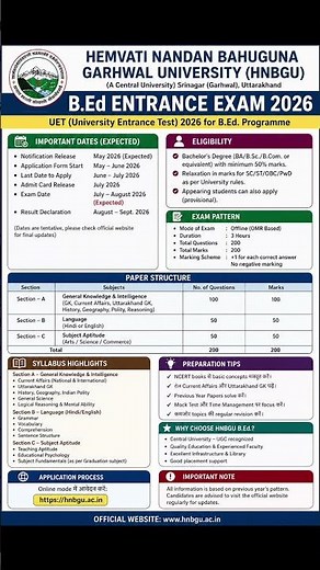 Hnbgu bed entrance exam 2026 preparation | uttarakhand bed entrance exam | HNBGU BEd Syllabus | book