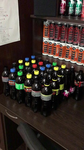 Energy Drink Collection Display with Notable Brands