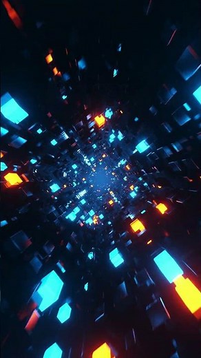 Neon Cube Tunnel Flythrough | Futuristic Sci-Fi Background in 4K