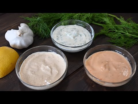 3 Easy Dipping Sauce Recipes for Condiments. Homemade: Boom Boom, Garlic Aioli, Dill Greek Yogurt