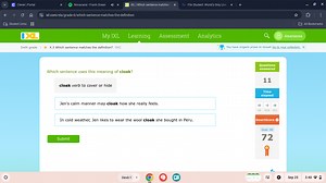 Which sentence uses this meaning of cloak?cloak verb to cover... | Filo