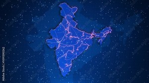Digital India technology, India Map technology abstract background, Technology abstract background. Map of India circuit board. Map with artificial intelligence concept. diagram, graph, presentation