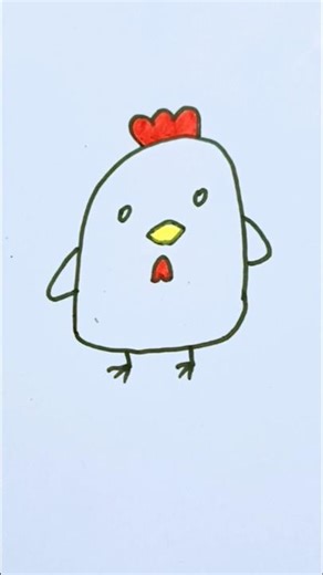 how to draw chicken 🐔 easy step by step #chicken #kidsdrawing #art #drawingforkids