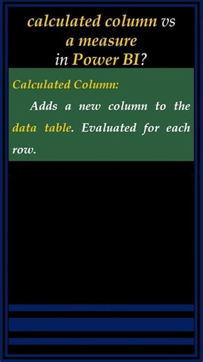 Calculated Column vs Measure in Power BI #powerbiforbeginners