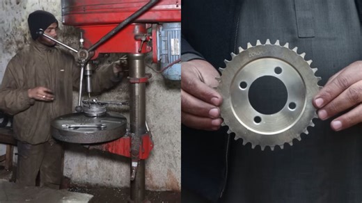 Factory Process of Making Motorcycle Sprockets in Action