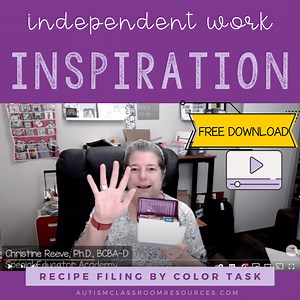 Free Task Box for Special Education: Filing By Color - Autism Classroom Resources