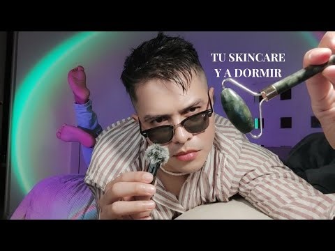 ASMR. Soy tu novio y te hago el skincare antes de ir a dormir. | Susurros, tapping, mouth sounds.