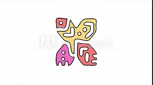 Letter X. 4K video. Isolated on white background. Abstract pattern on letter, 3 colors and black outline. Cartoon Animation. Capital LetterX for kids software, interface, comics, cartoons, game.