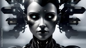 Dynamic video of a woman cyborg showcasing futuristic technology. Ideal for sci-fi films, tech presentations, or illustrating advanced robotics concepts