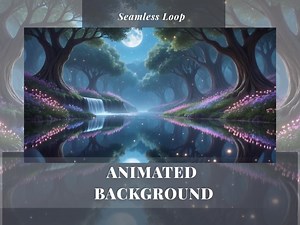 Animated Enchanted Forest Background Fairy Forest Woodland Vtuber Overlay Stream Twitch Live Wallpaper Desktop Fantasy River Fireflies - Etsy