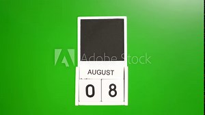 Calendar with the date August 8 on a green background. Illustration for an event of a certain date. Stock Video
