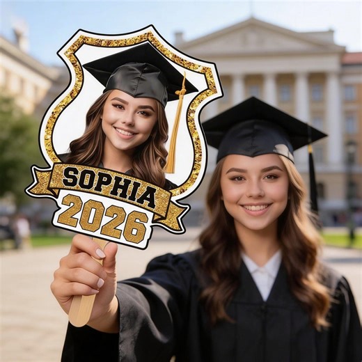 Custom Graduation Face Fan 2026, Personalized Photo Fan, Senior Grad Party - Etsy