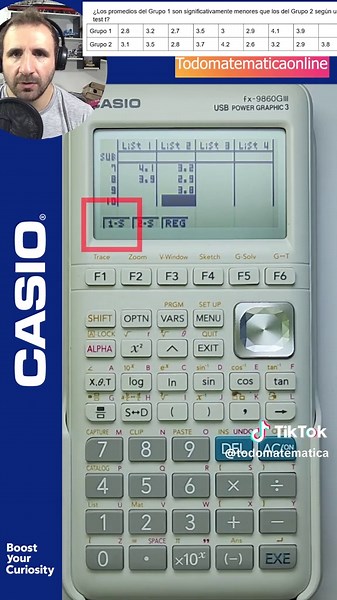 Calcula el Valor p y Estadístico t con Casio fx-9860GIII