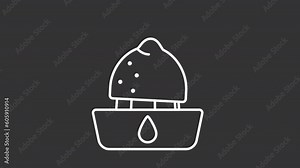 Animated squeezer white line icon. Squeezing lemon animation. Lemon juice. Kitchen tool. Loop HD video with chroma key, alpha channel, transparent background. Outline motion graphic animation Stock Video