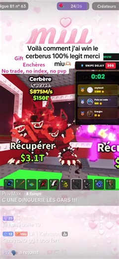 Nice sa merci @LA | miu #pourtoi #cerberus #brainrot #roblox #perce