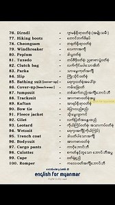 Fashion Vocabulary Made Easy for Learners _ အဝတ်အစား နှင့် ဖက်ရှင် ဝေါဟာရအချို့ #fashion #wearing #englishformyanmar #EM | English for Myanmar