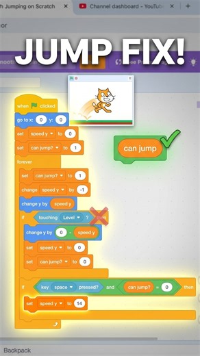Fix your Scratch jumping instantly #scratch #coding #gamedev