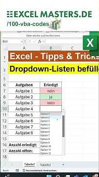 Excel Tipps & Tricks Dropdownliste befüllen einfach per Shortcut schneller einfach arbeiten