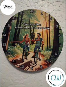 Bike ride clock, Forest clock, Joke clock, Funny clock, Wood Clock, Sublimation clock - Etsy Österreich