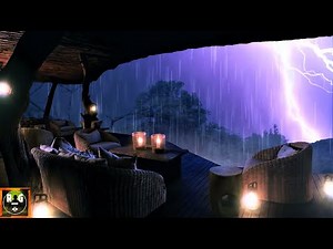 Sleep with Rain and Thunderstorm Sounds in a Cozy Tree House at Night | 10 Hours