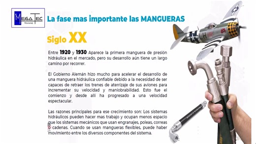 MÓDULO VIRTUAL DE: "MANGUERAS Y CONECTORES" (Internacional) El módulo tiene una duración de 45 h y se dictará los MARTES y JUEVES de cada semana desde COLOMBIA de 19.00 a 22.00 h (GMT -5) y comenzara indefectiblemente el martes 3 de Febrero. El módulo desarrolla 3 cursos: 1. IDENTIFICACIÓN Y SELECCIÓN DE MANGUERAS OLEO HIDRÁULICAS. 2. IDENTIFICACIÓN Y SELECCIÓN DE CONECTORES OLEO HIDRÁULICAS. 3. ENSAMBLE, INSTALACIÓN Y MANTENIMIENTO DE MANGUERAS OLEO HIDRÁULICAS. Este es el sexto módulo de la es