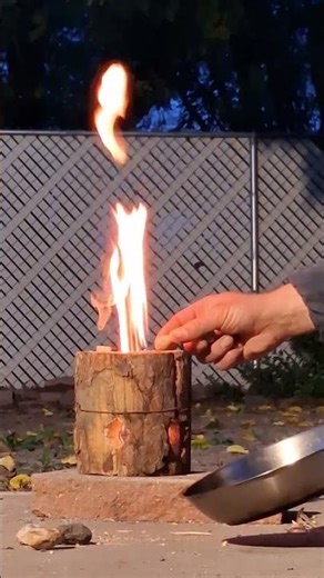 log torch for cooking bacon #woodworking #bushcraft #campfire