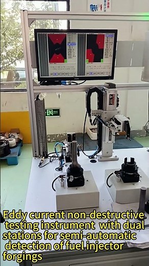 Eddy current non-destructive testing instrument for detection of fuel injector forgings