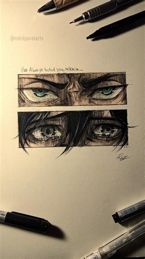 Biggest lie in Anime History🧣✨Eren & Mikasa Eyes drawing #eren #mikasa #aot #attackontitan #shorts