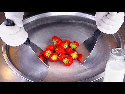 How To Make Strawberry Ice Cream Rolls | ASMR