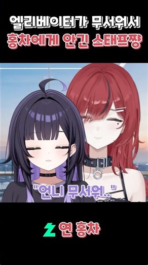 엘리베이터가 무서워서 홍차에게 안긴 스태프쨩