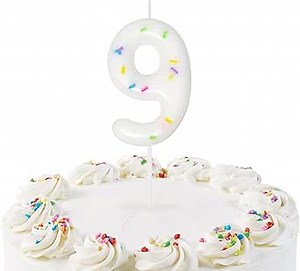 Rainbow 9th Birthday Number Candles, Rainbow Sprinkles Number 9 Candle Cake Topper Decorations, 9th Birthday Cake Candles for Boys Girls Party Supplies