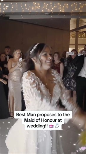 Surprise Proposal During Bouquet Toss at Wedding