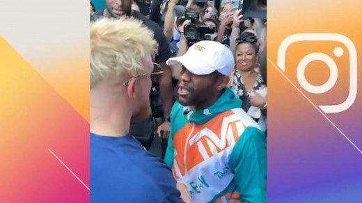 Flashback: Scuffle ensues after Jake Paul snatches Floyd Mayweather's hat