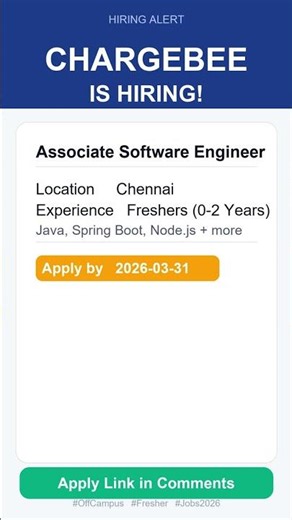 Chargebee Hiring Associate Software Engineer | Chennai | Off Campus 2026